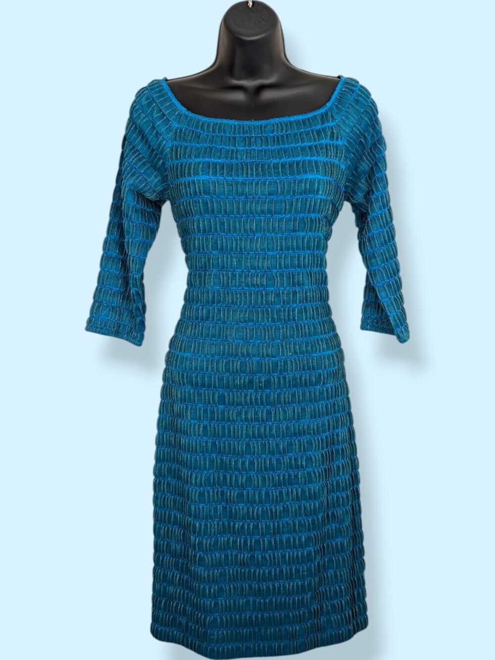 🍁Frank Lyman Blue Metallic Shimmer Stretch Dress